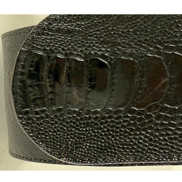Genuine Ostrich Wide Leather Belt Womens Size Medium Dark Brown‎ - Picture 5 of 14